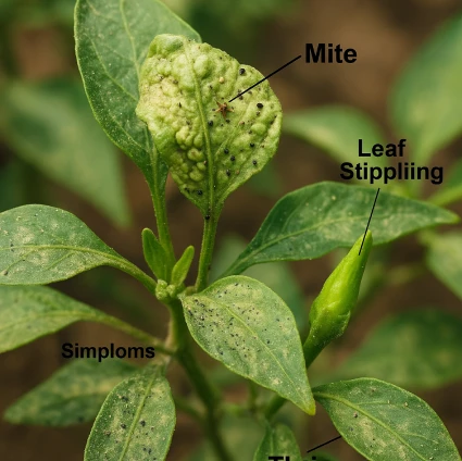 Visual representation of Mite And Thrips In Chilli deficiency